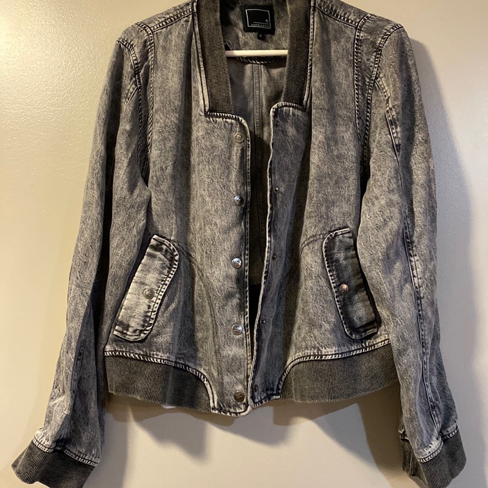 COPY - Lily & Lottie size XL gray acid wash bomber jacket.